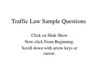 Traffic Law Sample Questions