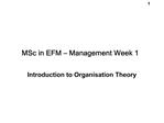 MSc in EFM Management Week 1