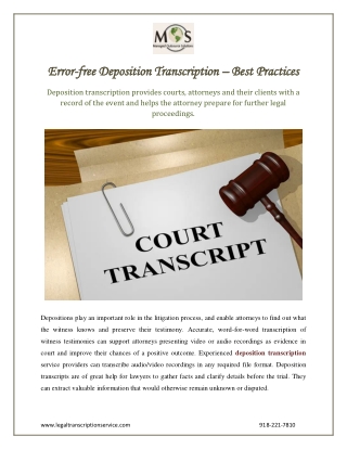Error-free Deposition Transcription – Best Practices