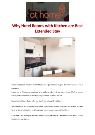 Why Hotel Rooms with Kitchen are Best Extended Stay