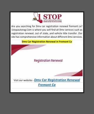 Dmv Car Registration Renewal in Fremont Ca