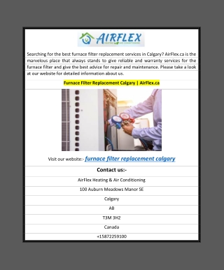 Furnace Filter Replacement Calgary  AirFlex.ca