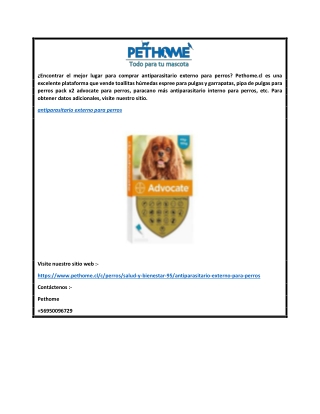 Antiparasitarios externos para perros  Pethome.cl