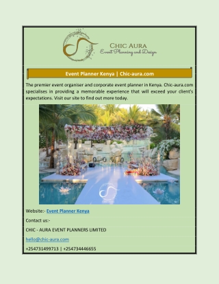 Event Planner Kenya | Chic-aura.com