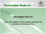 Norwegian Seals AS Your main supplier of seals, gaskets, packings and specialised machining services.