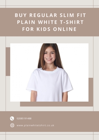 Buy Regular Slim Fit Plain White T-Shirt For Kids Online