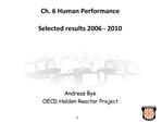 Ch. 6 Human Performance Selected results 2006 - 2010