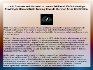 Women in Cloud Partners with Coursera and Microsoft to Launch Additional 500 Sch