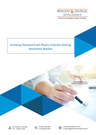 Growing Demand from Plastic Industry Driving Hexamine Market