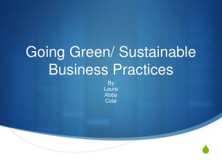 Going Green/ Sustainable Business Practices