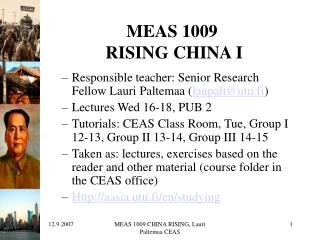 MEAS 1009 RISING CHINA I