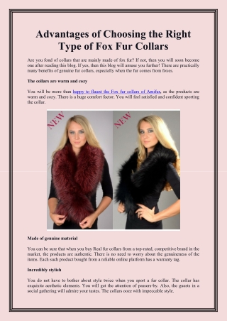 Advantages of Choosing the Right Type of Fox fur collars
