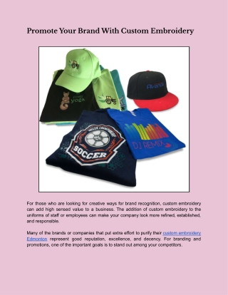 Promote Your Brand With Custom Embroidery