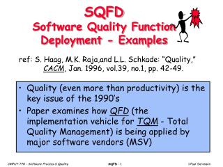 SQFD Software Quality Function Deployment - Examples
