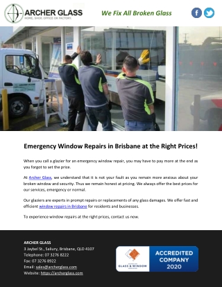 Emergency Window Repairs in Brisbane at the Right Prices!