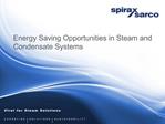Energy Saving Opportunities in Steam and Condensate Systems