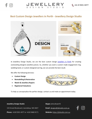 Best Custom Design Jewellers in Perth - Jewellery Design Studio