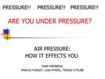 AIR PRESSURE: HOW IT EFFECTS YOU TEAM MEMBERS: MARCIA FORGEY, LISA MYERS, TERESA STRUBE