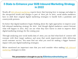 5 Stats to Enhance your B2B Inbound Marketing Strategy in 2022