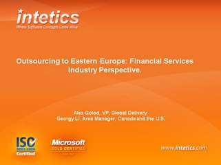 Outsourcing to Eastern Europe: Financial Services Industry P