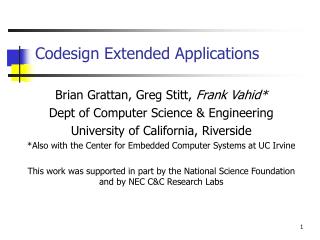 Codesign Extended Applications
