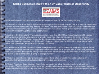 Start a Business in 2022 with an Ori'Zaba Franchise Opportunity
