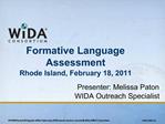 Formative Language Assessment Rhode Island, February 18, 2011