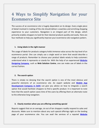 4 Ways to Simplify Navigation for your Ecommerce site