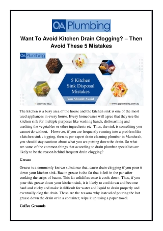 Want To Avoid Kitchen Drain Clogging? – Then Avoid These 5 Mistakes