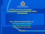 11th Five Year Plan of Karnataka Perspectives and strategies for Urban Development