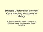 Strategic Coordination amongst Case Handling Institutions in Malawi