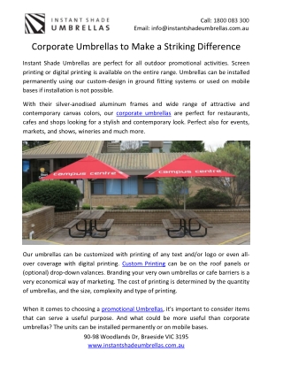 Corporate Umbrellas to Make a Striking Difference