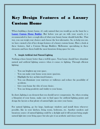 Key Design Features of a Luxury Custom Home