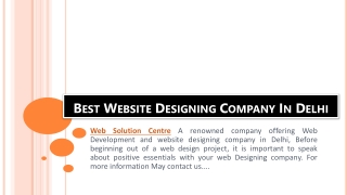 Best Website Designing Company In Delhi - Web Solution Centre