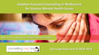 Solution-Focused Counselling in Melbourne for Varoius Mental Health Issues