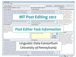MT Post Editing 2012
