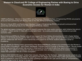 Women in Cloud and RV College of Engineering Partner with Boeing to Drive Econom