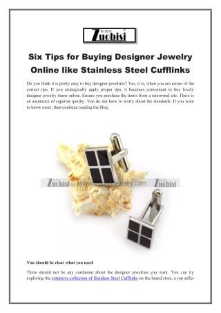 Six Tips for Buying Designer Jewelry Online like Stainless Steel Cufflinks