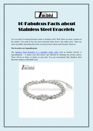 10 Fabulous Facts about Stainless Steel Bracelets