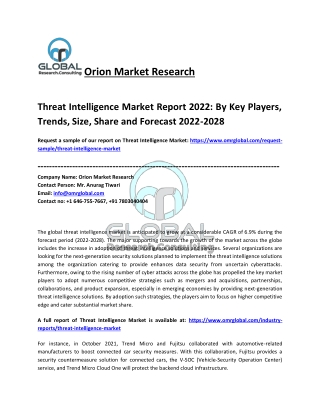 Threat Intelligence Market Size, Share, Analysis and Forecast 2022-2028
