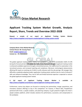 Applicant Tracking System Market Share, Trends and Overview 2022-2028