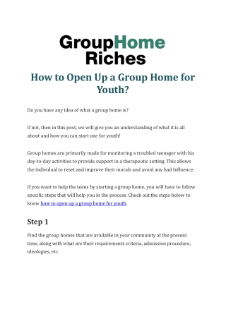 How to Open Up a Group Home for Youth