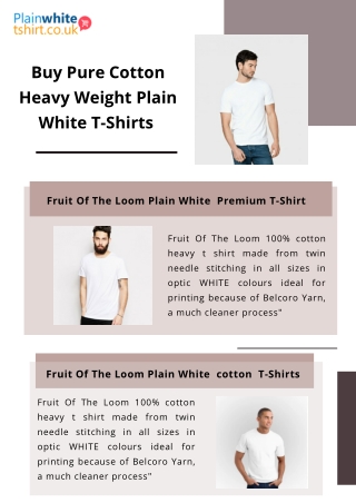 Buy Pure Cotton Heavy Weight Plain White T- Shirts