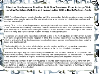 Effective Non Invasive Brazilian Butt Skin Treatment From Artistry Clinic London