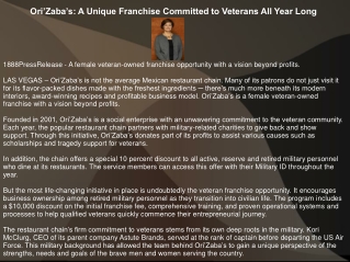 Ori’Zaba’s: A Unique Franchise Committed to Veterans All Year Long