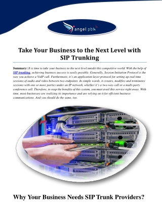 Take Your Business to the Next Level with SIP Trunking