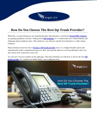 How Do You Choose The Best Sip Trunk Provider
