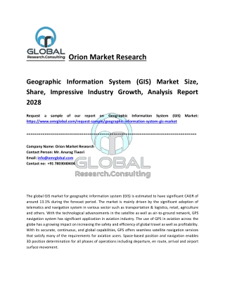 Geographic Information System (GIS) Market Analysis and Forecast 2022-2028