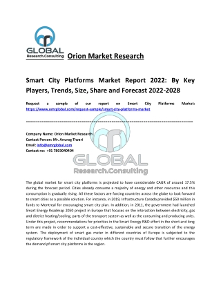 Smart City Platforms Market Growth, Analysis Report and Overview 2022-2028