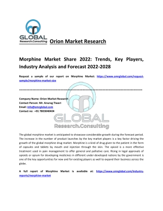 Morphine Market Trends, Growth, Opportunities, Forecast 2022-2028